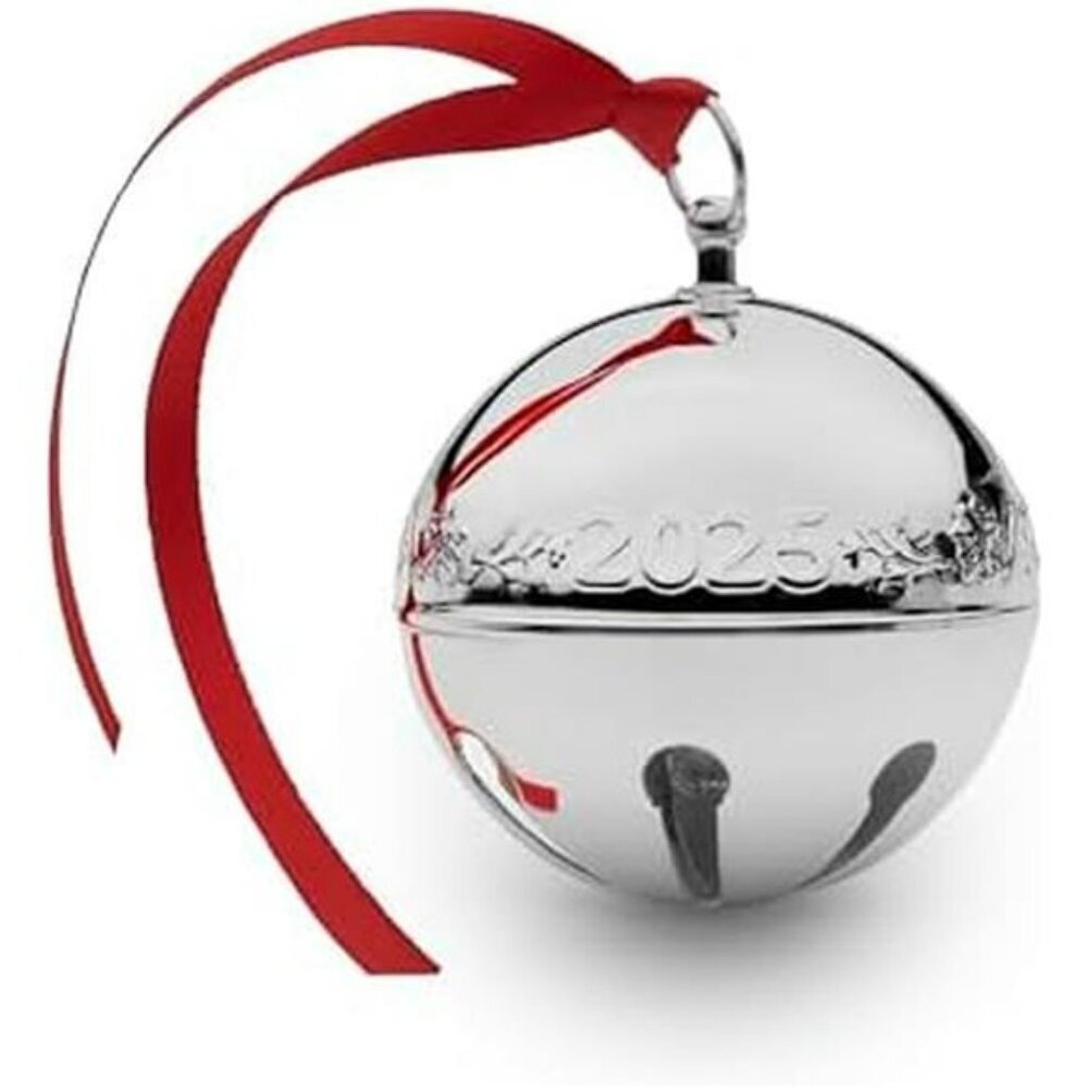 2025 Silver Plated Sleigh Bell Ornament Holiday Christmas Tree Collectible Gift